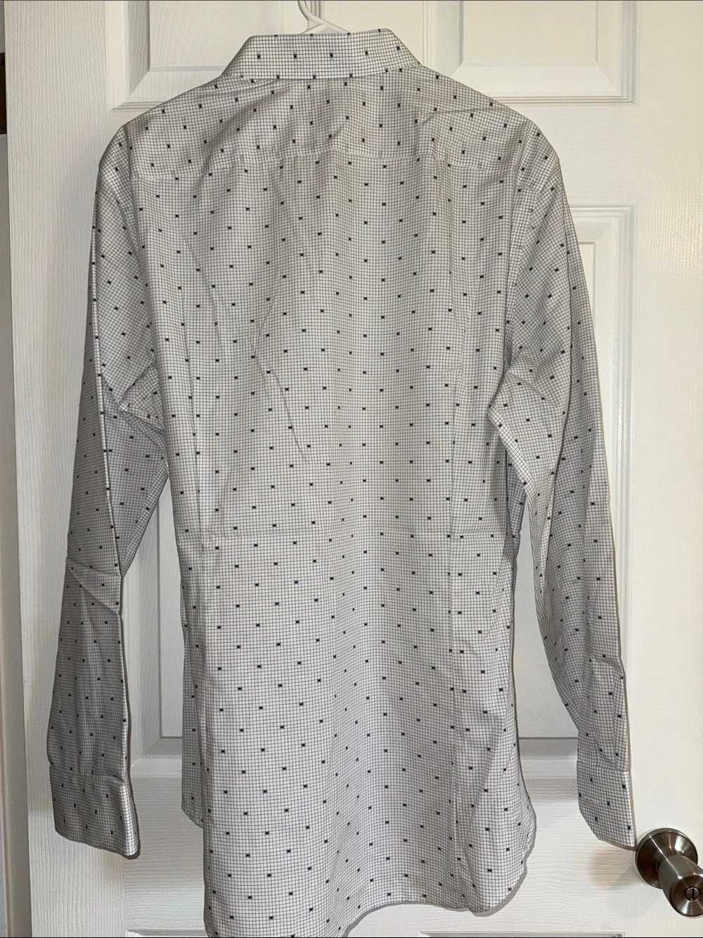 Banana Republic White Dress Shirt with Black Micro Dot Pattern